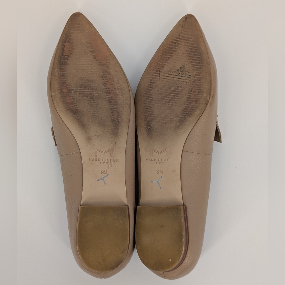 Marc Fisher Genuine Leather Pointed Toe Flats | 9M | Taupe Neutral Beige Cream - Picture 13 of 16